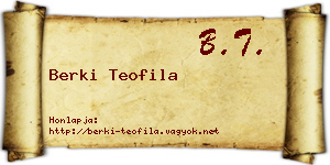 Berki Teofila névjegykártya